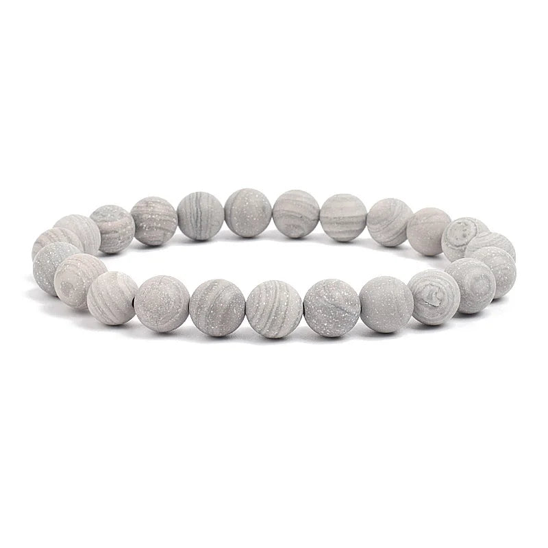 Natural Stone Bead Bracelet - Amethyst Crystal Quartz Aquamarine Jade Agate Elastic Bangle Jewelry for Women & Men