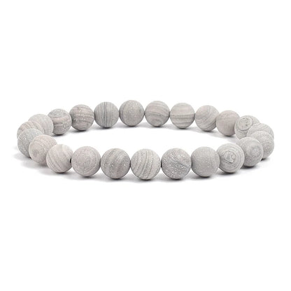Natural Stone Bead Bracelet - Amethyst Crystal Quartz Aquamarine Jade Agate Elastic Bangle Jewelry for Women & Men
