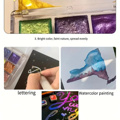 20/24/60/72-Color Metal Watercolor Set – Portable Sparkling Pearl Solid Paints for Artists