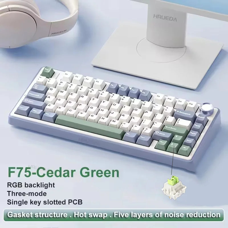 AULA F75 Gaming Mechanical Keyboard - 75% RGB Gasket Mount Hot-Swappable Keyboard with PBT Keycaps