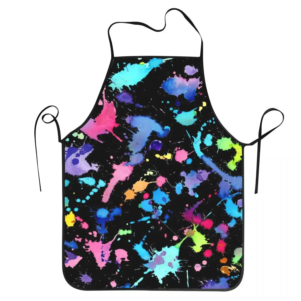 Funny Paint Splatter Bib Apron – Multicolor Kitchen Chef Artist Graffiti Cooking & Baking Tablier for Men & Women