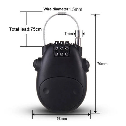Universal Motorcycle Helmet Password Lock - Telescopic Wire Rope Steel Cable Code Lock for Suitcases, Cars, and More