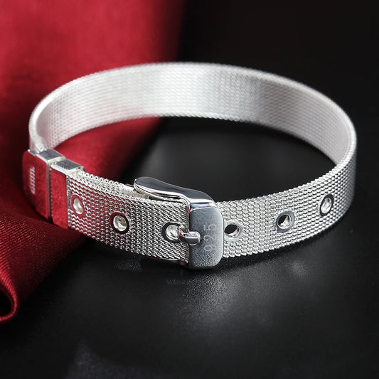 925 Sterling Silver Watchband Chain Bracelet — Luxury Jewelry for Women, Wedding & Party Gift