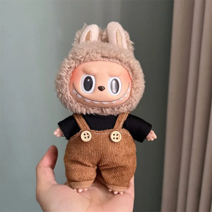Cute Mini Plush Doll Clothes for 17cm Labubu – Various Overalls & Outfit Accessories