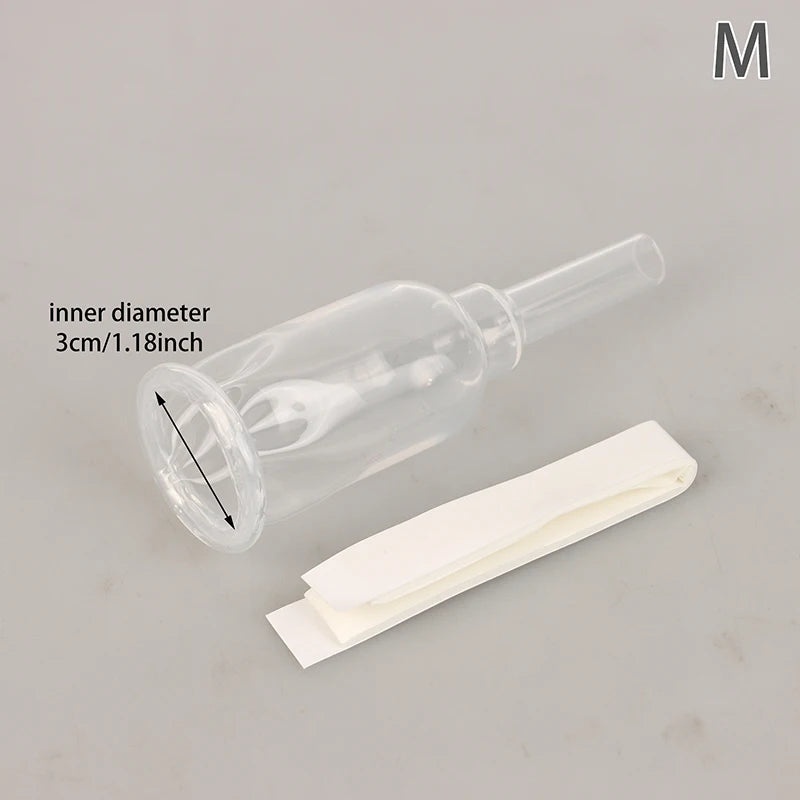 Medical Silicone Male External Catheter - Sterilized Self-Adhesive External Urine Collection Device Sizes S, M & L