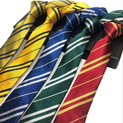 Halloween Magic School Cosplay Tie - 4-Color Striped Necktie for Wizard Costumes, Themed Parties & Dress-Up Accessories