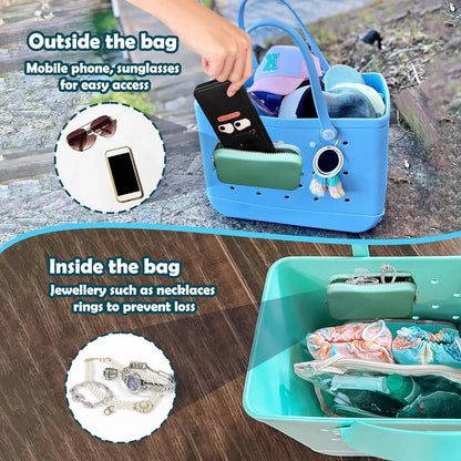 Silicone Phone Holder for Beach Bag – Soft Waterproof Insert Wallet Charm, Bo Bag Accessories Attachment for Beach Travel & Storage Convenience
