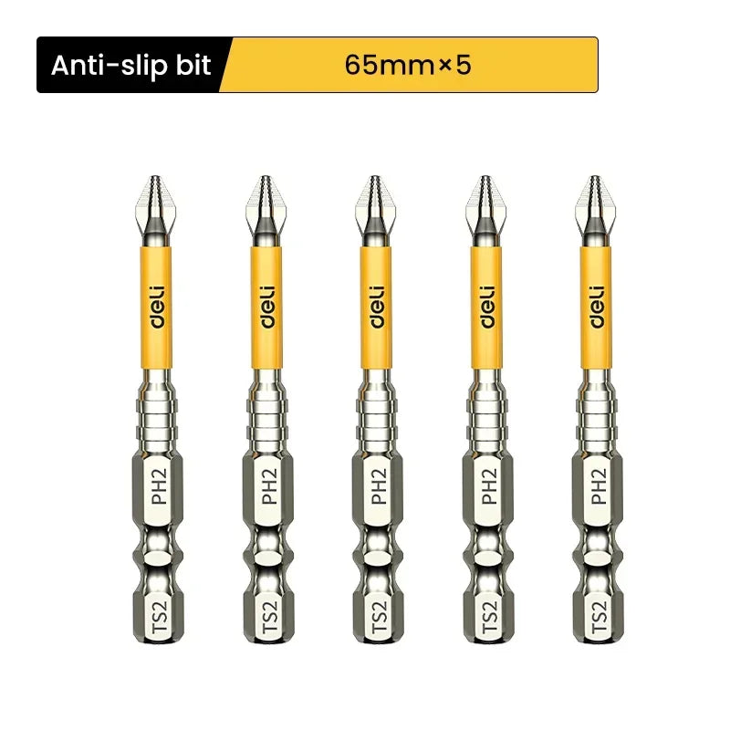 5PCS High Hardness Magnetic Phillips Drill Bit Set, Non-Slip Cross Head Screwdriver Bits 25–150mm for Electric Drill & Hand Tools