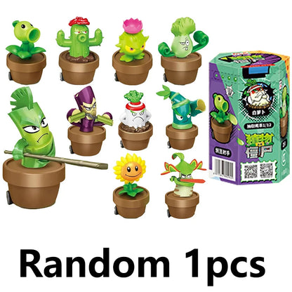 12PCS Plants vs Zombies Blind Box — Peashooter & Sunflower Pull-Back Car Mini Figurines, Collectible Toy for Kids