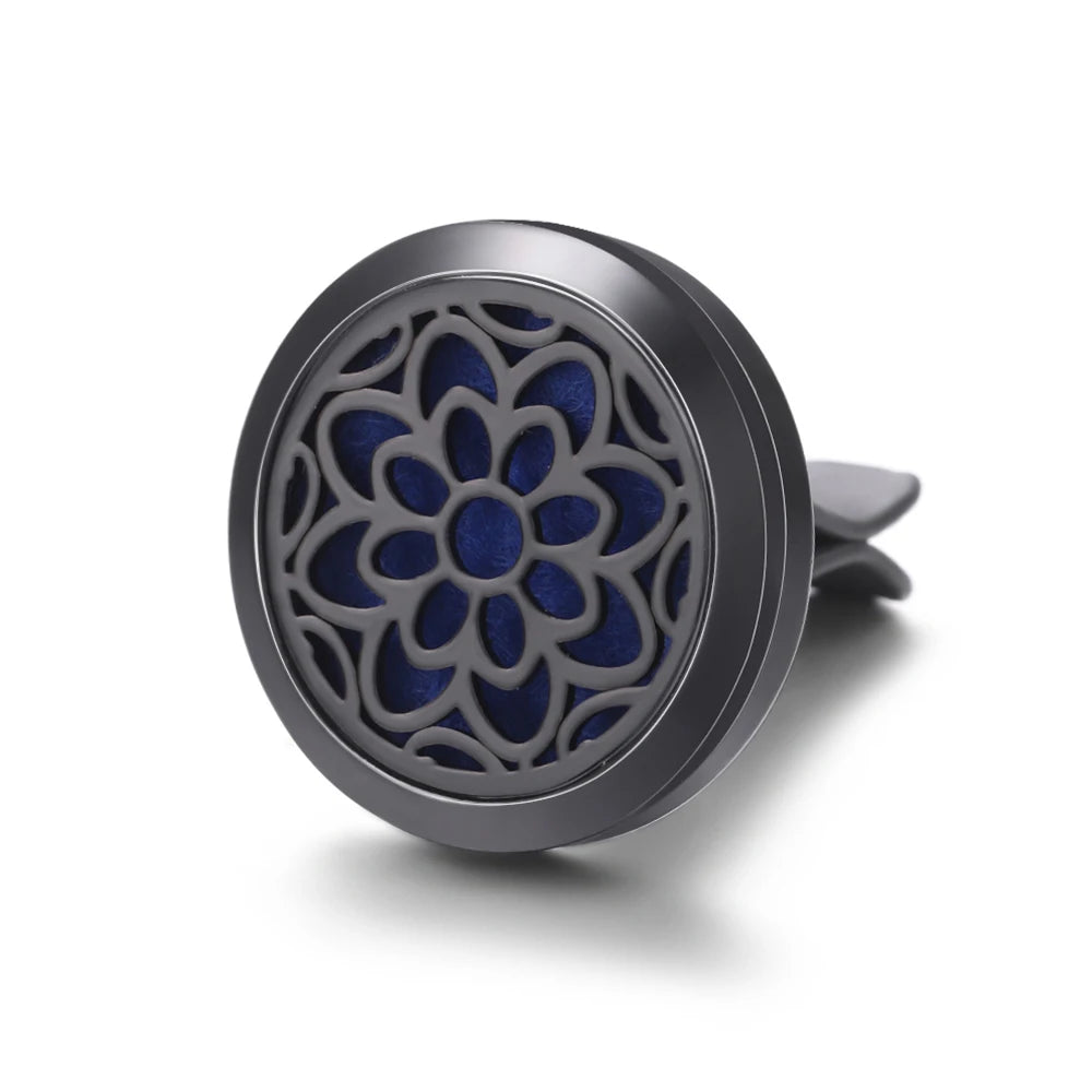 All-Black Tree of Life Car Air Freshener – Stainless Steel Aromatherapy Essential Oil Diffuser Locket Pendant