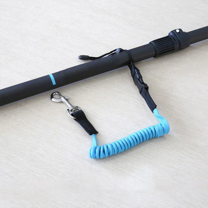Elastic Kayak Paddle Leash — Adjustable Coiled Lanyard with Safety Hook for Fishing Rods