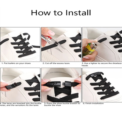No Tie Shoelaces: Press Lock Elastic Laces for Sneakers Kids Adults, 8MM Widened Flat Shoelaces for Shoes