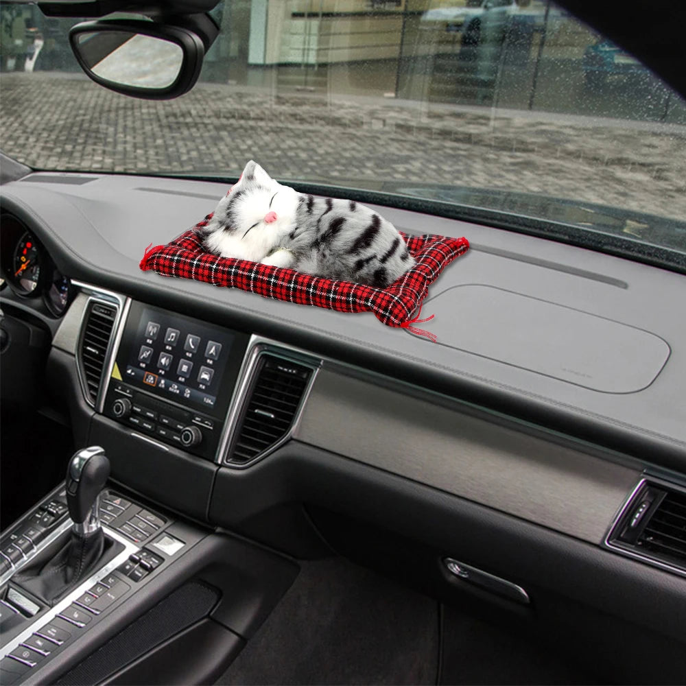 Cute Sleeping Kitten Plush Toy - Soft Cat Doll for Home Decor, Car Dashboard and Interior Ornaments