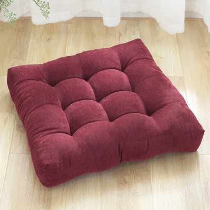Square Floor Pillow Cushion – Thick Tufted Seat Pad for Meditation, Yoga, Kneeling, and Balcony Seating