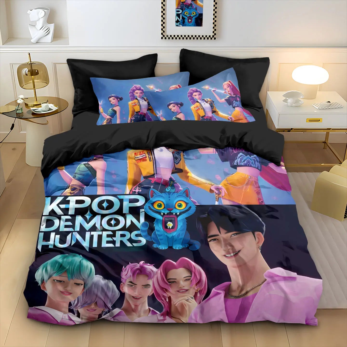Anime Demon Hunters Zoey Mira Bedding Set – Duvet Cover for Kids, Teens & Adults, Single to King Size Gift