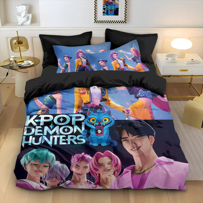 Anime Demon Hunters Zoey Mira Bedding Set – Duvet Cover for Kids, Teens & Adults, Single to King Size Gift