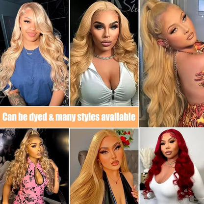 27" Honey Blonde Human Hair Wig - 13x6 HD Lace Frontal, 250 Density Body Wave Lace Front Wig