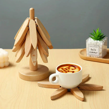 Tree Design Wooden Trivet – Decorative Heat-Resistant Table Mat & Pot Coaster