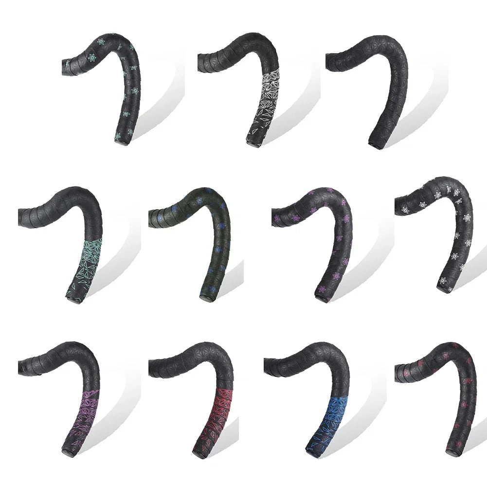 2Pcs PU Bicycle Handlebar Tape - Anti-Slip Shock-Absorbing Road Bike Grip Tape with Bar End Plugs