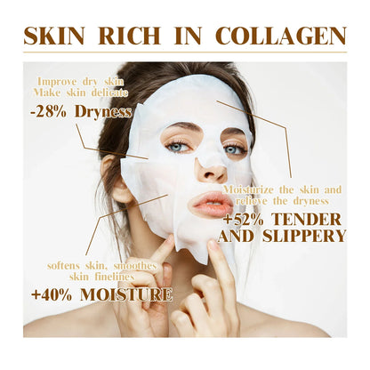 10PCS Collagen Anti-Wrinkle Facial Masks – Korean Skincare for Anti-Aging, Firming, Moisturizing & Brightening