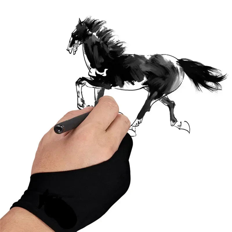 S/M/L Two-Finger Drawing Gloves - Anti-Touch and Anti-Fouling for Tablet, Digital Board, and Oil Painting Art Supplies