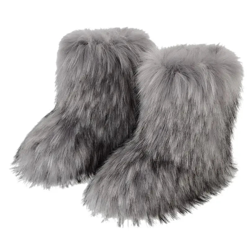 Women’s Faux Fur Winter Boots - Plush Warm Snow Shoes for Ladies with Luxury Furry Fashion Style
