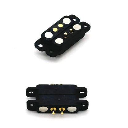 2-Pin Waterproof Magnetic Pogo Pin Connector - 2.8mm Pitch Spring-Loaded Male/Female DC Power Socket with Ears