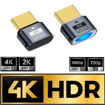 HDMI-Compatible Dummy Plug 4K HDR EDID Emulator – Virtual Monitor Headless Ghost Display Adapter, 4K@60Hz Support