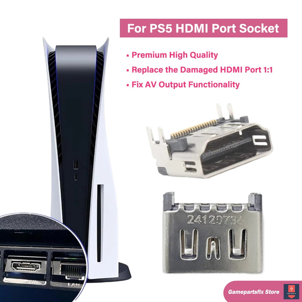 PS5 HDMI Port Replacement Socket – Compatible Connector for PS5, PS5 Slim & PS5 Pro (10/20/50PCS)