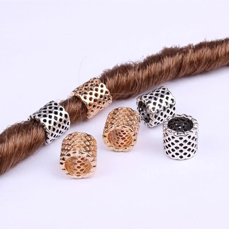 5Pcs Viking Metal Hair Braid Beads – Antique Silver & Gold Dreadlock Rings Clips Retro Hair Accessories for Braids & Styling