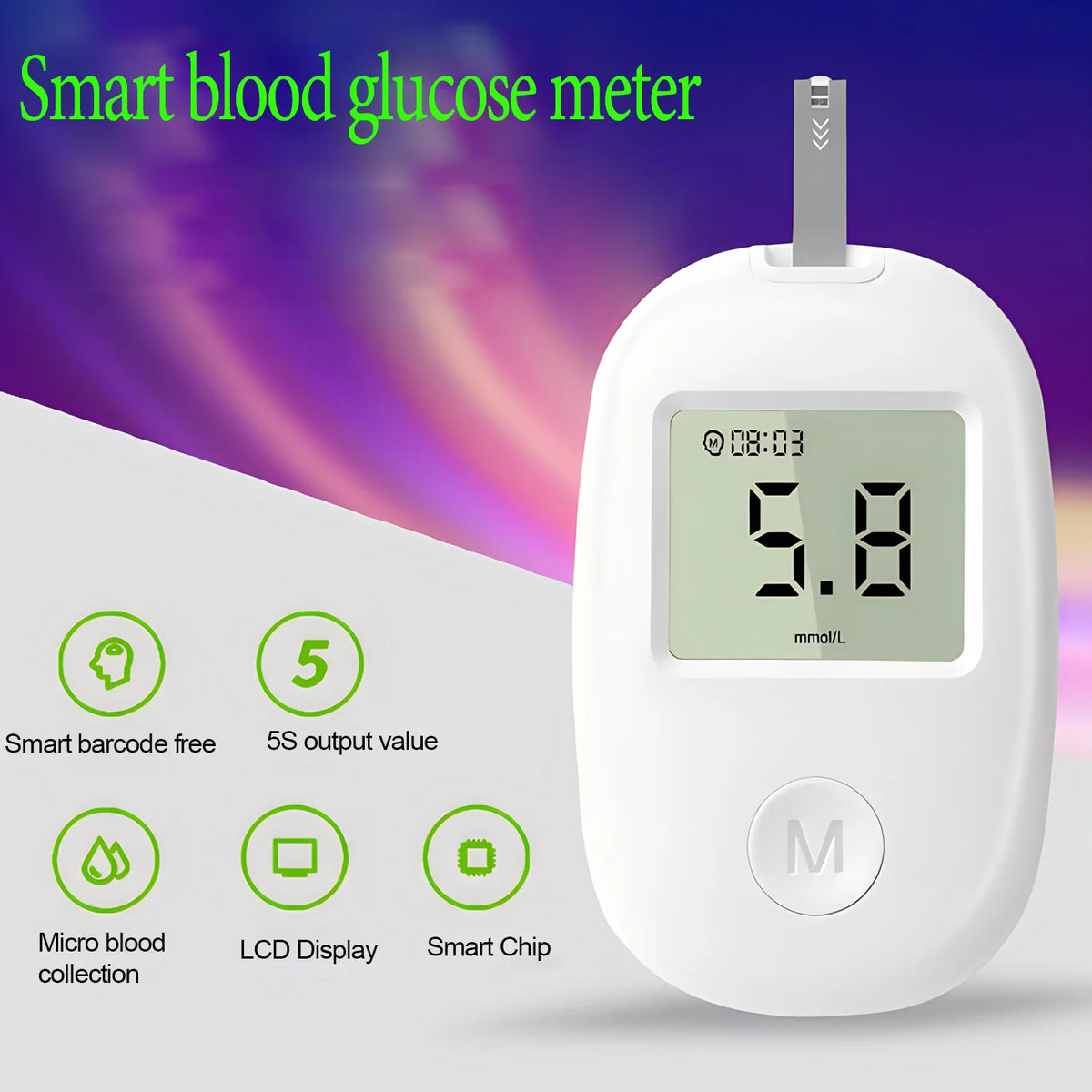 Blood Glucose Meter Kit - Digital Diabetes Monitor with 50 Test Strips and Lancets for Blood Sugar Testing