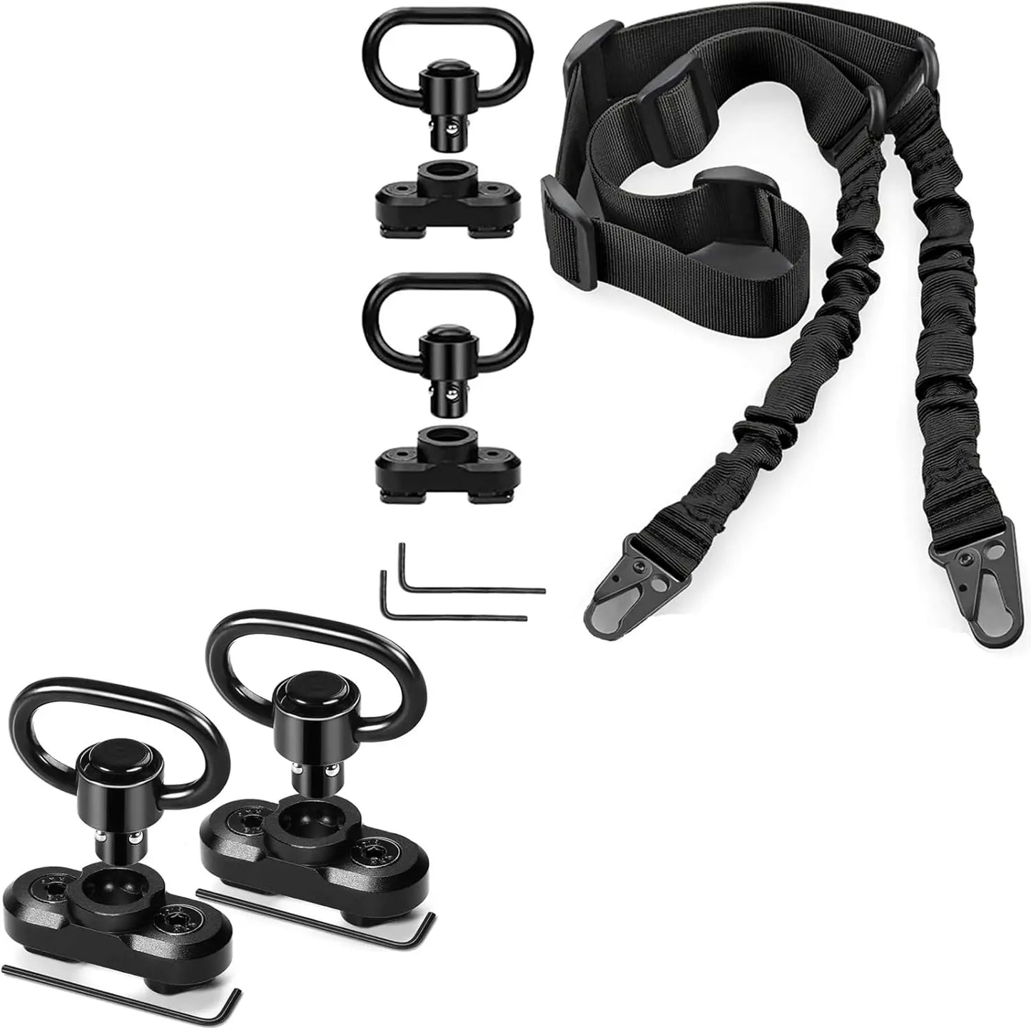 2-Point Extra Long Rifle Sling – Adjustable Gun Strap with Metal Hook QD for Outdoor Sports
