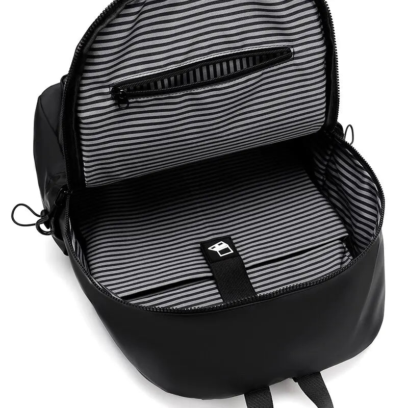 14 Inch Large Capacity Men's Backpack | Solid Color PU Travel Leisure Bag | Fashionable Computer Backpack for Students