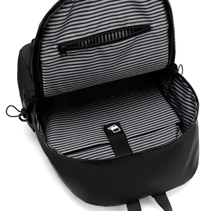 14 Inch Large Capacity Men's Backpack | Solid Color PU Travel Leisure Bag | Fashionable Computer Backpack for Students