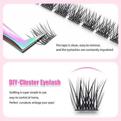DIY 144 Cluster Lashes – Natural C/D Curl Individual Mink Eyelashes, Free Shipping, Home Makeup Supplies