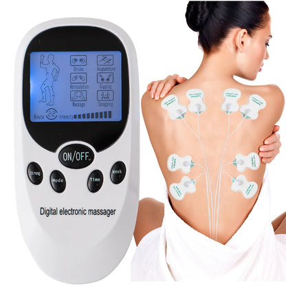 Digital TENS EMS Massager — Electric Pulse Muscle Stimulator with Electrode Pads for Back and Neck, Home Use