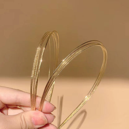 Thin Gold Multilayer Headbands: Women's Alloy Hair Hoop with Double Root Design - Smooth Hair Accessories for a Stylish Look