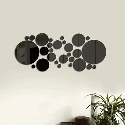 26pcs 3D Acrylic Mirror Wall Stickers – Round DIY Mirrors for Bedroom, Bathroom and TV Background Decoration