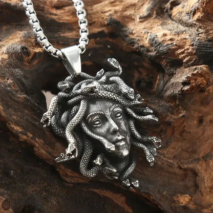 Men's Medusa Pendant Necklace - 316L Stainless Steel Vintage Snake Animal Jewelry for Parties and Gifts