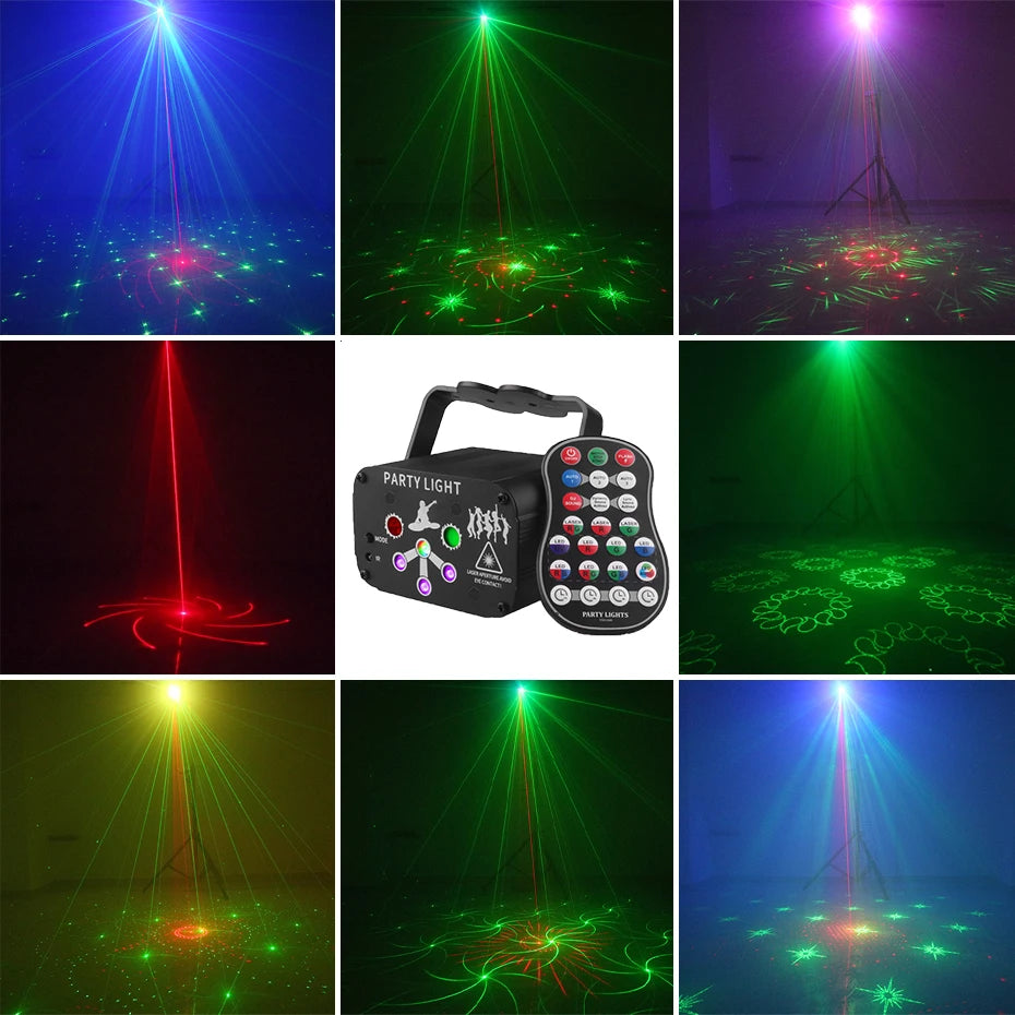ALIEN RGB Mini DJ Disco Laser Light Projector - USB Rechargeable LED UV Sound Strobe Stage Effect Lamp for Wedding, Xmas, Party