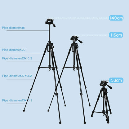 55" Aluminum Travel Tripod – 140CM Tall Stand with Quick Release Plate & Pan Head for Phone, Canon, Nikon, DSLR, SLR Cameras