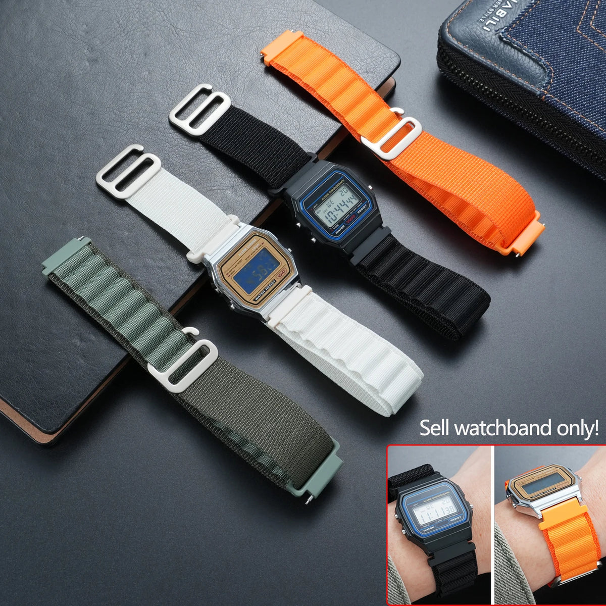 18mm Nylon Watch Band - Breathable Quick-Release Sports Strap for Casio F91 A158 A159 A168 A169 AE1200 AE1300 WS-1600 WS-1400