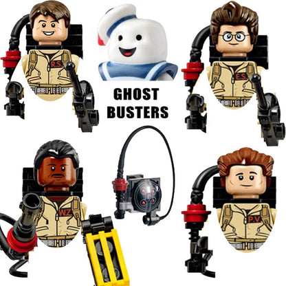 4-Piece Ghostbusters Action Figure Set – Egon, Peter, Winston, Zeddemore & Stay Puft Model Building Blocks Toys for Kids