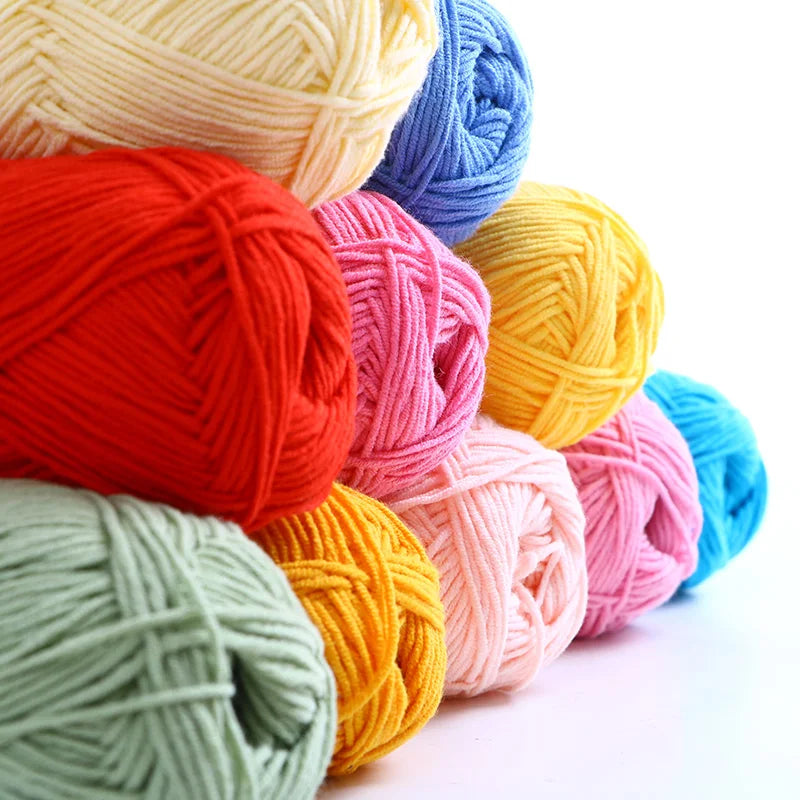 50g/Set 4ply Milk Cotton Knitting Wool Yarn - Dyed Lanas for Crochet Craft, Sweater, Hat, Dolls - Affordable and High-Quality Needlework Yarn