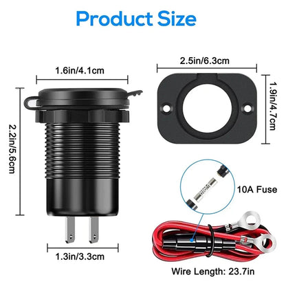 96W Dual USB Car Charger - PD & QC3.0 Fast Charging Socket with Voltmeter for 12V/24V Cars, Trucks, Boats & Motorcycles
