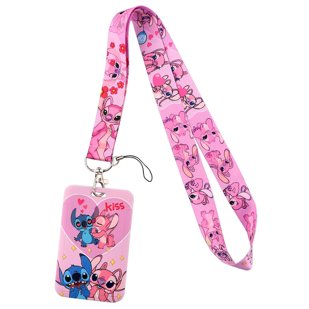 Cartoon Stitch Credential Holder Lanyard – Cute Neck Strap for Keychain, Pass & Credit Card Holder Accessories