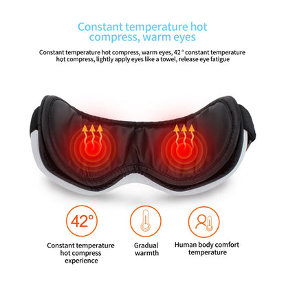 Eye Massage Instrument - Vibration, Airbag Pressure & Hot Compress Eye Massager with Bluetooth Music, Foldable for Fatigue Relief