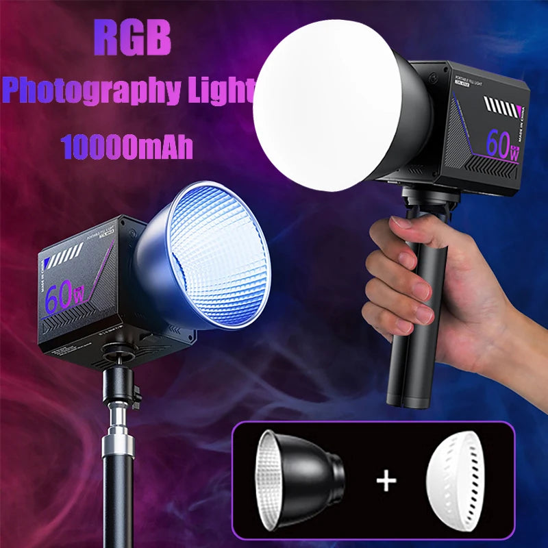 RGB LED Photography Video Light - Portable Rechargeable Fill Lamp for Vlogging, Live Streaming, Studio & Stage Shooting