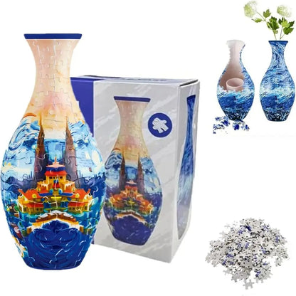 160-Piece 3D Curved Plastic Puzzle — Flower Vase DIY Art Puzzle for Home Decor, Flower Arrangements & Housewarming Gifts