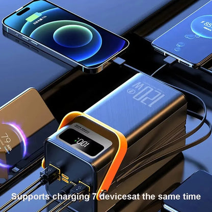 120W 100000mAh Fast Charging Power Bank - Large Capacity Portable Outdoor Power Supply for Camping and Travel